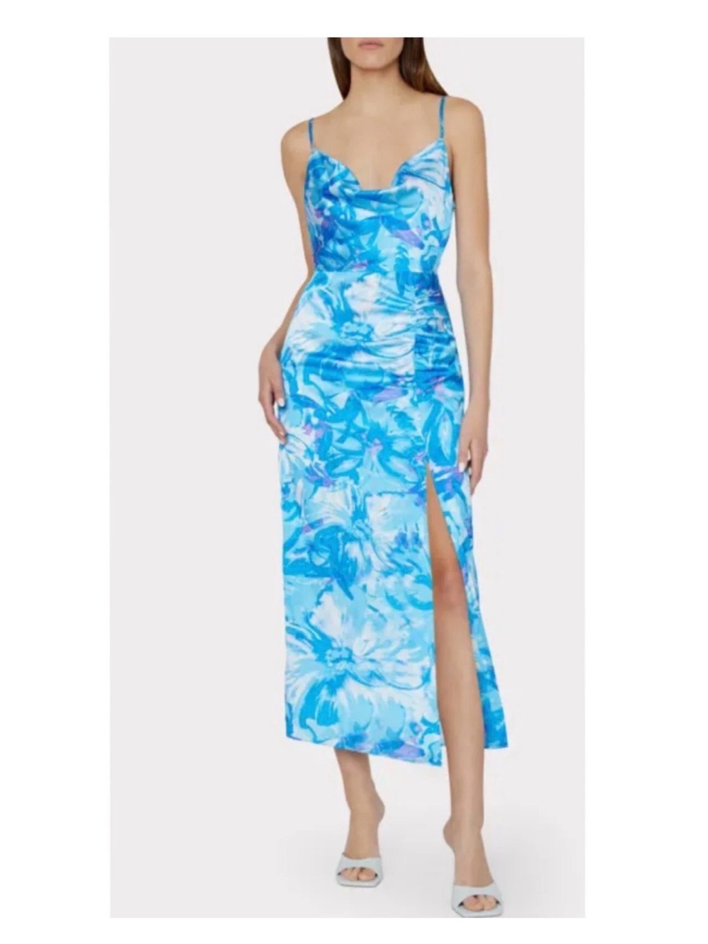 NWT Milly Lilliana Brushstroke Blue Floral Dress 2